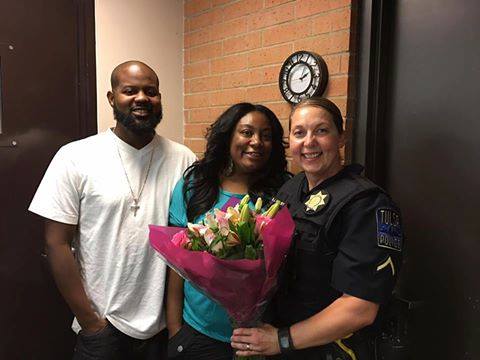 Acoording to a Tulsa Police Facebook Post in August, Officer Betty Shelby was surprised with flowers from the victims of a burglary that the officer had assisted.