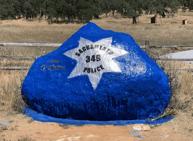 Rock painted to honor fallen Officer Tara O'Sullivan. (Chief Daniel Hahn Twitter)