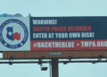 This billboard went up in 2020 when the Austin City Council drastically cut the police budget.