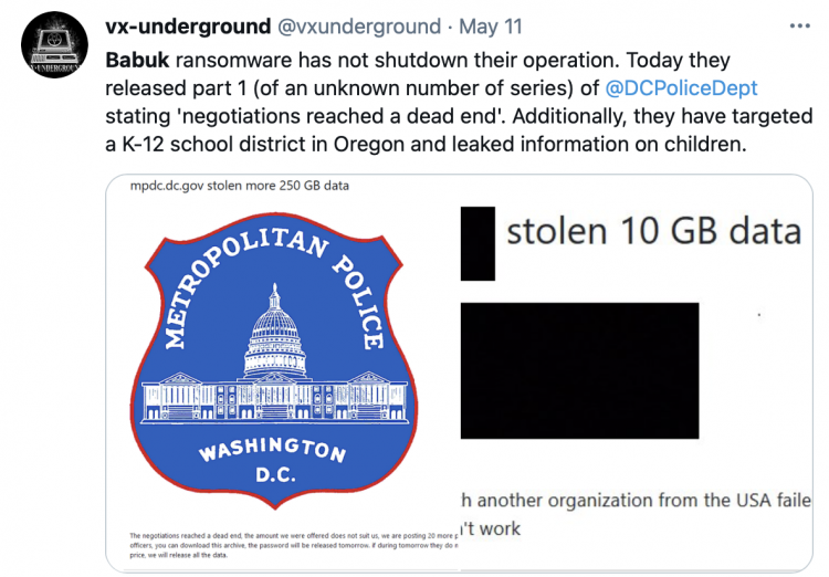 Hackers Will Release Stolen Data unless D C Metro Police Pay 4M 