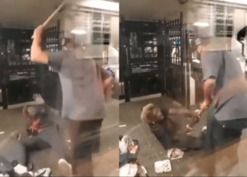 brutal man beats woman